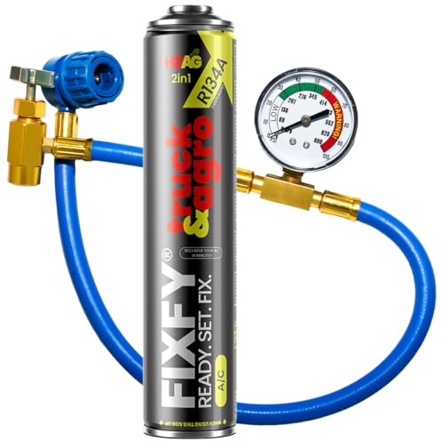 FIXFY TRUCK & AGRO – 2-in-1-Set für große Klimaanlagen – Ersatz für Kältemittel R134a mit Öl und UV-Farbstoff – Selbstständiges Nachfüllen der Klimaanlage in Lkw und landwirtschaftlichen Maschinen