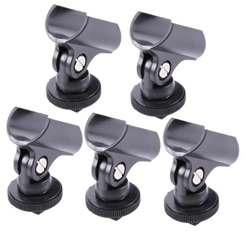 ifundom Mikrofonklemme mit Blitzschuh 5 Stück-Pack Kunststoff Mikrofonhalterung für DSLR Kamera Winkelverstellbar Schwarz Mikrofonstabilisierend