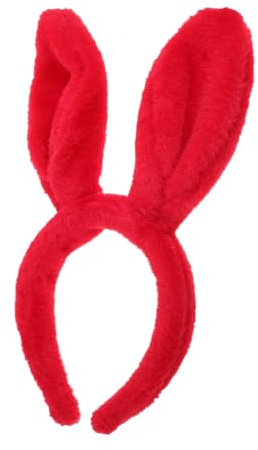 Mikikit Rote Hasenohren Haarband Flauschige Tierohren Für Erwachsene Und Junge Mädchen Köstliches Bunny Headband Für Ostern Partys Cosplay Und Festlichkeiten Bequemes Plüschzubehör