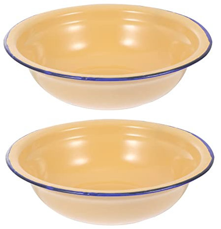 Gatuida 2pcs Thickened Enamel Soup Basin Retro Household Design for Serving Soup and Other Dishes Includes Plates for Dinnerware Serveware and Everyday Use