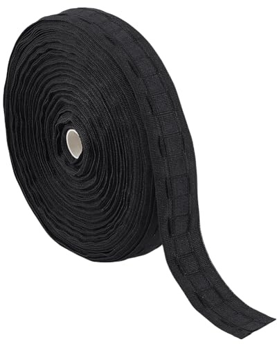 BENECREAT 20m/22 Yards Black Pleat Craft Tape, 28mm/1.1 Inch Wide Polyester Curtain Pleating Tape for Home Decor Valances DIY Craft