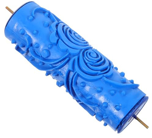 SEWACC Blauer Muster Farbroller Gummi Musterwalze für Wandfarbe mit Holzmaserung Langlebig Heimwerker Werkzeug