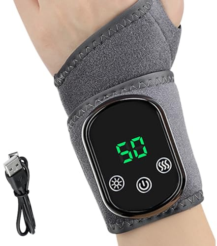 Guante calefactor para manos – 5 niveles de calor para masaje – Banda de compresión para muñeca y mano | para hombre y mujer en ejercicio, viaje, ciclismo, senderismo