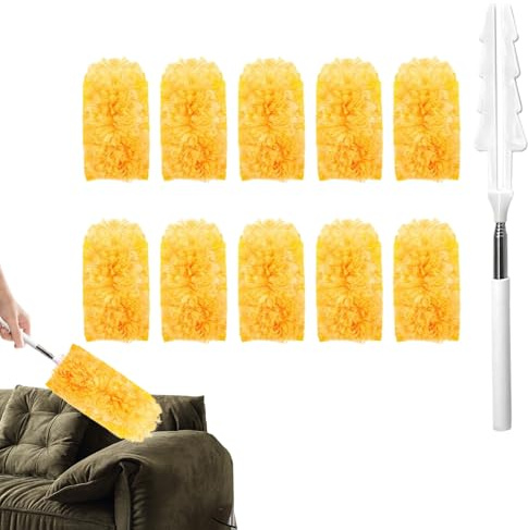 Tuxxjzm Recharges de plumeau de Nettoyage, Brosse Antistatique pour enlever la poussière – Plumeau réglable pour la Maison, Le Plafond, Le Vase, la Voiture, la bibliothèque, Le Sol, Les