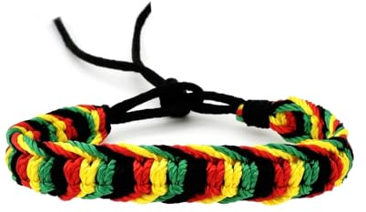 BDM Rasta Armband aus geflochtenem Garn | Reggae Jamaika Stil | Rasta-Freundschaftsarmband | Farben Grün Gelb Rot und Schwarz | Accessoire Boho Hippie Unisex, Standart, N/D, N/D