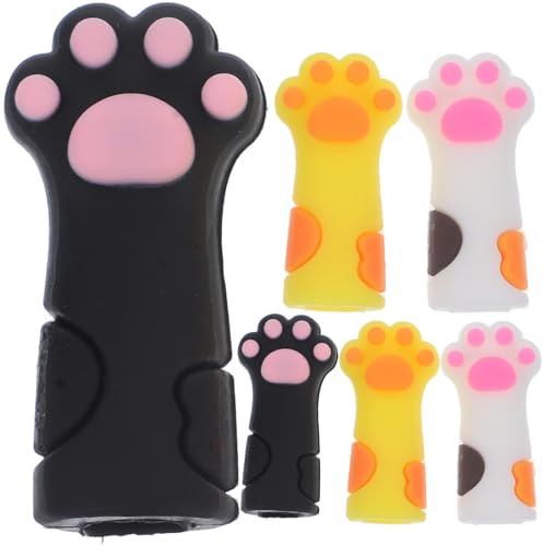 Toyvian 6 Pinzas para Cutículas Funda de Silicona Multicolor Forma Garra de Gato Kit 6 Piezas para Manicura y Pedicura Bolsa Protectora para Herramientas de Uñas