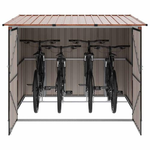 Emmtore Cobertizo para Bicicletas 3 pcs Marrón 215 x 206 x 157 cm Metal