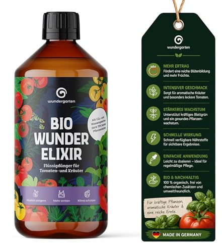 1x 500ml Bio Flüssigdünger für Tomaten & Kräuter – Wundergarten Wunderelixier – Mit Pflanzenkohle – Organischer Tomatendünger – aromatische Ernte & gesundes Wachstum – Balkon, Hochbeet & Garten