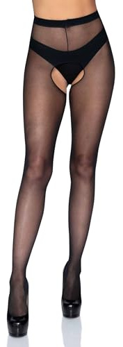 Leg Avenue Collant Voile Fin Ouvert À L'Entrejambe Noir Plus Size