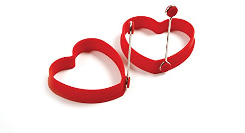 Norpro - 999R Norpro Silicone Heart Pancake/Egg Rings, 2 Pieces, One Size, Red