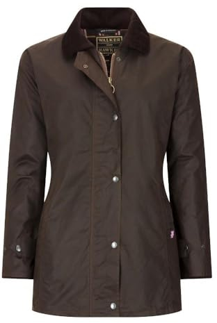 Walker & Hawkes - Giacca da donna in cera anticata, da caccia, colore: Marrone, Marrone, 50