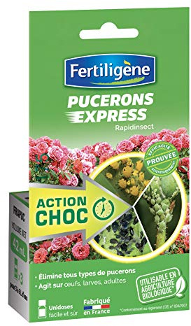 FERTILIGENE FRAPUC - Anti Pucerons Express 42 ml - 3 unidoses utilisation facile - Action choc - Elimine pucerons et Pyrale - Agit sur les oeufs, larves, adultes - A base de pyrèthre et huile de colza