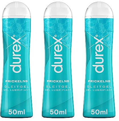 Durex Gleitgel Prickelnd – Wasserbasiertes Gleitmittel mit prickelnden, kühlenden & wärmenden Effekten – 150 ml (3 x 50 ml)