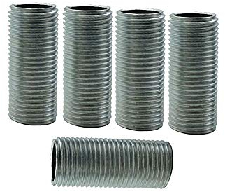 DC Voltage 5 Pcs M10 Hollow Threaded Nipple Tube Connection Male Screwed Metal Nipple Fitting Various Length Screw Connectors for Pipe Connecting Conversion Lighting Fixture