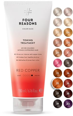 FOUR REASONS Color Mask, Red Copper (27 Colors) – Hair Gloss & Color Depositing Conditioner – Semi Permanent Hair Toner for Color-Treated Hair Color For Women – Vegan & Cruelty-Free- 200 ml