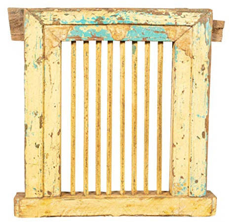Biscottini Antikes Fenster aus Massivholz 72 x 71 cm | dekorative und funktionale Holzfenster | Vintage-Fenster aus Holz