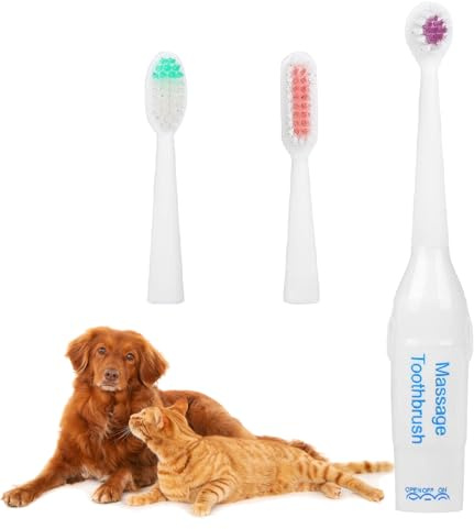 Cepillo de dientes eléctrico para mascotas, cepillo de dientes para perros con 3 cabezales de cepillo, herramientas de limpieza para el cuidado dental de mascotas