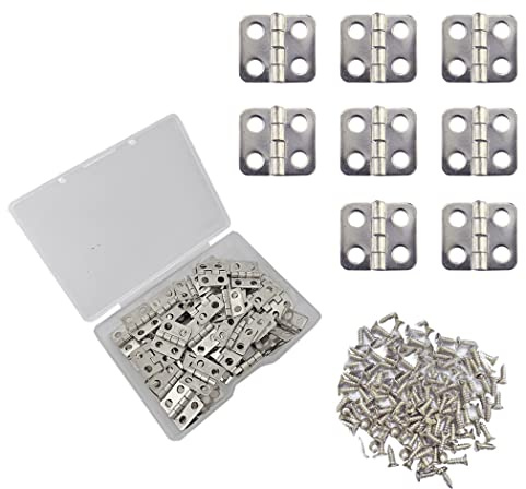 Borsgye Lot de 50 petites charnières pliantes pour meubles anciens, connecteur en laiton, pour piano, meubles, quincaillerie, 13 x 12 mm, nickel