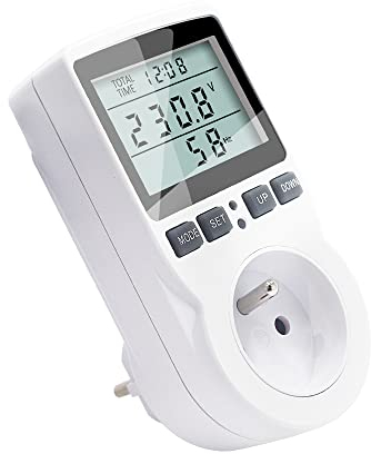 KETOTEK Wattmètre Prise Compteur d'Énergie, Compteur de Consommation d'énergie avec 11 Modes Surveillance et l'écran LCD, Prise de Consommation Électrique Protection Contre Les Surcharges 3680W