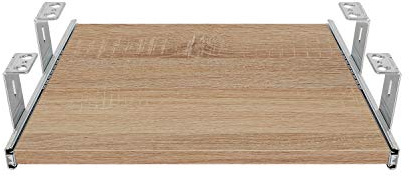 FIX&EASY Tastaturauszug mit Tastaturablage 390X300mm sonoma eiche Dekor, Auszugschienen verzinkt 300mm mit Einrastfunktion, Set Ablage und 27mm Auszug mit Verriegelung für Mini Tastatur Dockingstation
