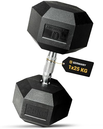 HQ Germany® Hexagon Hanteln 25kg 2 Stück | Geruchsarm, ±1,5% Gewichtstoleranz | 25kg Hantel, 25 kg hanteln 2er Set, Kurzhantel, Dumbbell, 25 Kilo Hantel Set, Hantelset Hexagon
