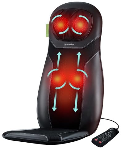 Homedics Shiatsu Experience Massage Chair with Deep Heat - Shiatsu Back Neck and Shoulder Massager Chair for Office and Home with 3 Intensities, Adjustable Neck Pillow & Essential Oils Option