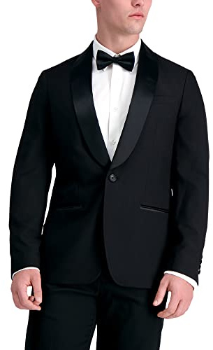 Haggar Men's Premium Comfort Tuxedo Jacket-Tailored Fit & Slim Fit, True Black, 38 Regular