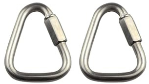 Stainless Steel Carabiner Clip, 2Pcs Triangle Carabiner Buckle Quick Connect Heavy Duty for Camping, Hiking, Traveling, Fishing, Backpack (6mm)