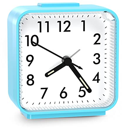 Brifit Wecker Analog Klein, Leise Ohne Ticken Wecker mit Lauter Alarm, Schlummerfunktion, Nachtlicht, Tragbarer Wecker Batteriebetrieben für Schlafzimmer Wohnbereich Büro Reisen