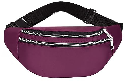 Hixingo Stylisch Bauchtasche für Damen und Herren, Hüfttasche Verstellbare Sport Groß Gürteltasche mit Reißverschluss für Outdoor Laufen Wandern Radfahren Gehen (32x6x14cm,Lila)