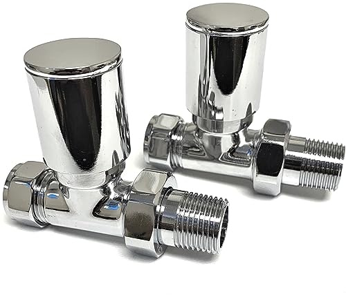 hep® Round Straight Manual Radiator Valve + Lockshield Set 15mm Chrome (Straight)
