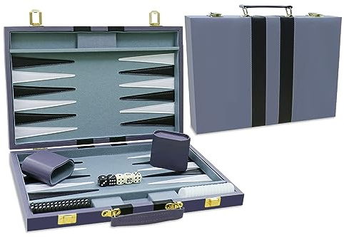 Backgammon Set - Classic Board Game with Premium Leather Case - Portable Travel Strategy Backgammon Game Set for Adults, Kids - Suitable as (11inch, Gray)