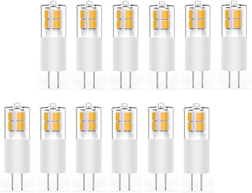 BAOMING 12pcs G4 LED Bulb 12V 3W JC Bi-Pin Base, 20W-35W T3 G4 Halogen Equivalent, 2700K Soft Warm White, No-Flicker 380LM, Chandelier Lighting/Landscape Lighting/Microwave Lighting
