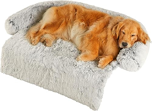 iyoimono Hundebett Grosse Hunde, 105x95x15cm Abnehmbarem Waschbar Hundekorb rutschfest Hundebett beruhigend Hundekissen kuschelig rechteckig Plüsch Hundesofa für große Hunde Winter, Hellbraun