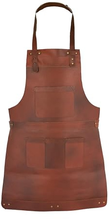 Leathershire Grembiule da macellaio, in vera pelle, da cuoco, barbecue, barbecue, barbecue, barbecue, per papà, Marrone, Taglia unica