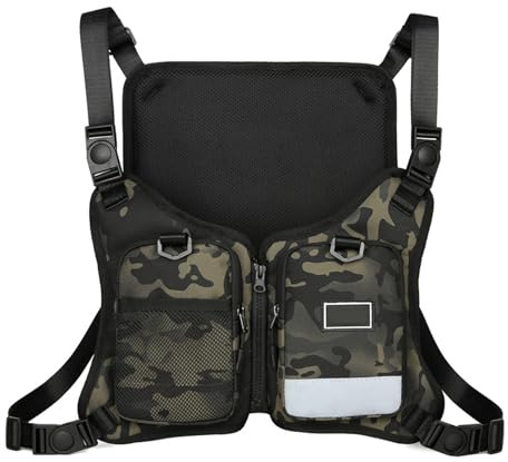 Maizoon Bolsa de Pecho para Hombres y Mujeres, Chaleco de Moda de Hip Hop, Mochila Deportiva Ideal para Ciclismo, Correr por la Noche y Senderismo, Camouflage