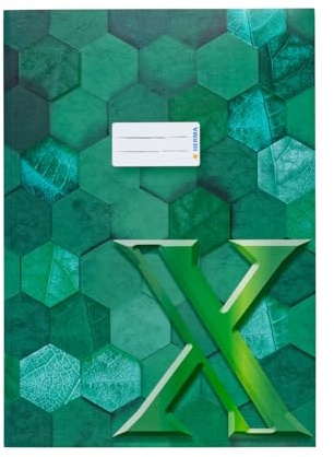 HERMA 20087 häftkuvert A4-kartong grön, 10 stycken, förädlat häftfodral med märkningsfält av robust och extra starkt papper, häftskydd med hexagonmönster motiv för skolhäftningar, färgad
