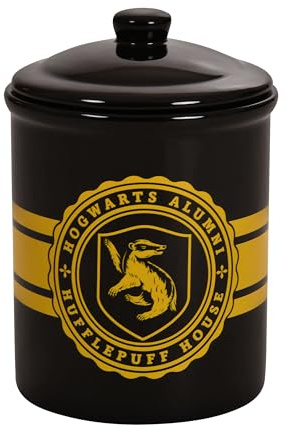 Elbenwald Caja de Galletas Harry Potter Hogwarts Alumni Hufflepuff - 2,5 x 21,5 x 12,5 cm - con Motivo del Escudo de Hufflepuff en Cerámica