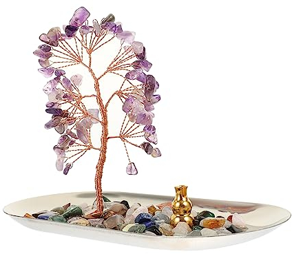Kristall Räucherstäbchenhalter Wasserbaum mit Edelstahldetails