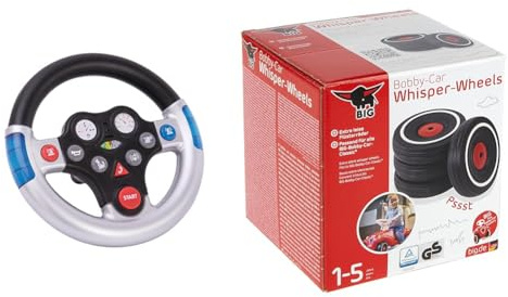 Big - Rescue-Sound-Wheel - Lenkrad mit verschiedenen Rettungs-Sounds & er Wheels - Flüsterräder für Rutscher Autos, Reifen-Set mit Befestigungsclips und Montageanleitung, für Kinder ab 1 Jahr