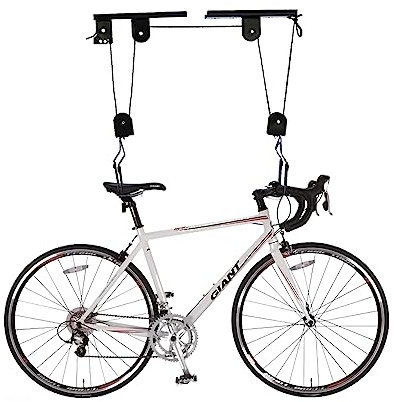 Soporte para bicicleta, elevador de bicicleta con soporte de techo, hasta 60 kg, elevador de techo para bicicleta, sistema de organización de garaje, color negro