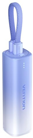 VENTION Mini Power bank 5000mAh mit USB C & Lightning Kabel PD 20W Farbige Powerbank Klein Schnellladen mit LED Display, Kompatibel mit iPhone 16 15 14 13, iPad, Samsung Galaxy, MacBook, Huawei - Blau