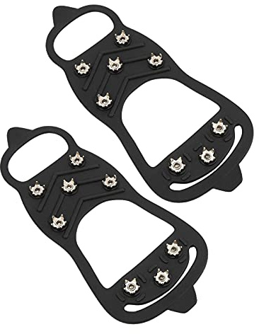 Chiodi per Racchette da Escursionismo e Alpinismo, Ramponi da Ghiaccio a 8 Denti, Copri Chiodi per Scarpe Antiscivolo, Taglia M/L, con Chiodi in Acciaio