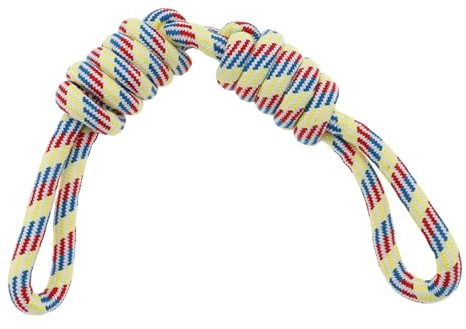 CAPASTEC Hundespielzeug Seil Mit 5 Knoten 1PC Für Kauen & Zerren Baumwolle | Farbe: Rot, Blau, Gelb, Material: Baumwolle, Größe: 56x6cm, Funktionen: Zerren, Hundetraining