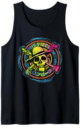 Chapeau de paille One Piece Anime Pirates Color Logo Kanji Débardeur