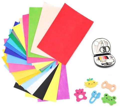 HUANR Feltro per Lavoretti 20 Pezzi 20 Colori, 20 x 30 cm Feltro Colorato, 1 mm di Spessore Fogli Feltro, Feltro per Cucito per Realizzare Bambole, Artigianato Fai-da-Te, Cucito
