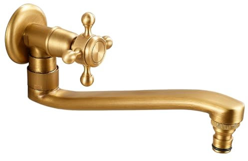 SXWYLZ Rubinetto per Lavello In Ottone Antico Rubinetto Acqua Fredda A Parete da Esterno Rubinetto A Parete Lavatoio Acqua Fredda Rubinetto A Muro Cucina Ottone
