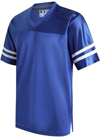DEHANER Royal Blue American Football Jersey for Men Women Workout Tops Training Retro Athletic Shirt Classic Training Outfits White Stripe-Royal Blue Jersey,Men Size Large
