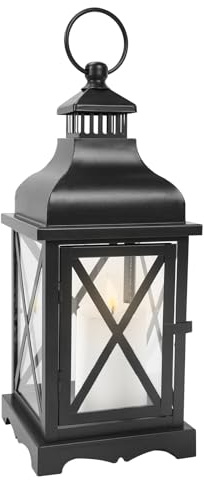 Lzqphantom Black Metal Grave Lantern Cemetery Weatherproof Lantern Large Outdoor Garden Candle Lantern Decorative Lanterns for Outdoor Height 36 cm