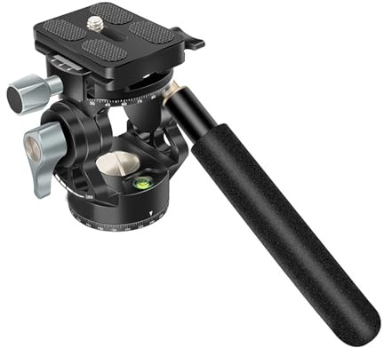 La testa fluida del treppiede in alluminio supporta l'inclinazione di 90º e il cursore monopiede a 720º e la rotazione leggera del supporto della luce